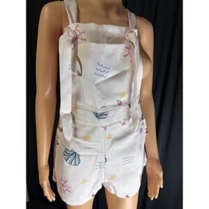 Cider sea world overall shorts Medium light, pink beach theme